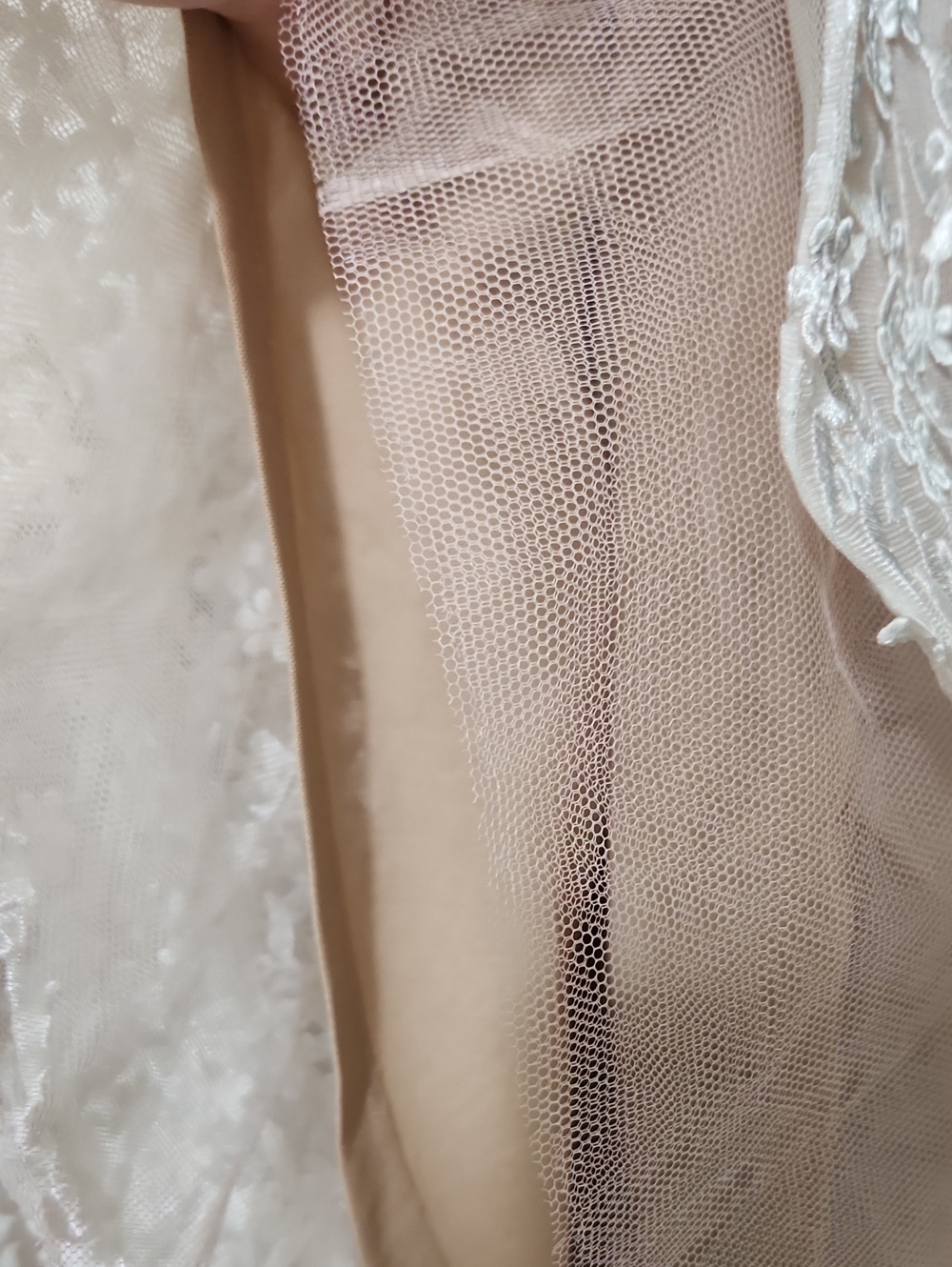 Nadine Merabi Floral Lace A-Line Mini Cocktail Debutante Dress White /Tan Sz XS - Picture 5 of 12
